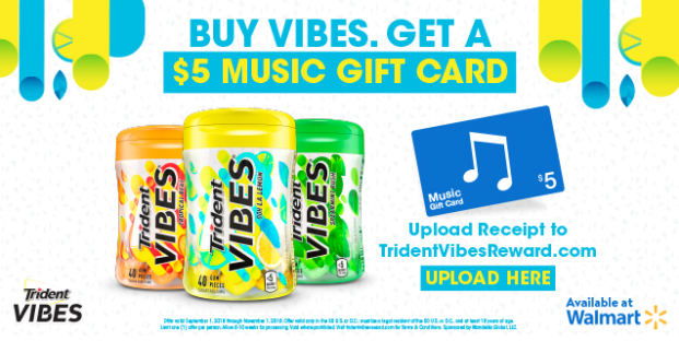 $5 iTunes Gift Card With Trident VIBES® Rebate Offer