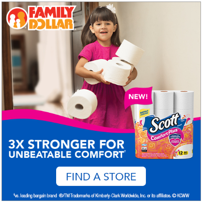 Save $0.50 on Scott ComfortPlus 12 ct. Big Roll at Family Dollar! #UnbeatableComfort